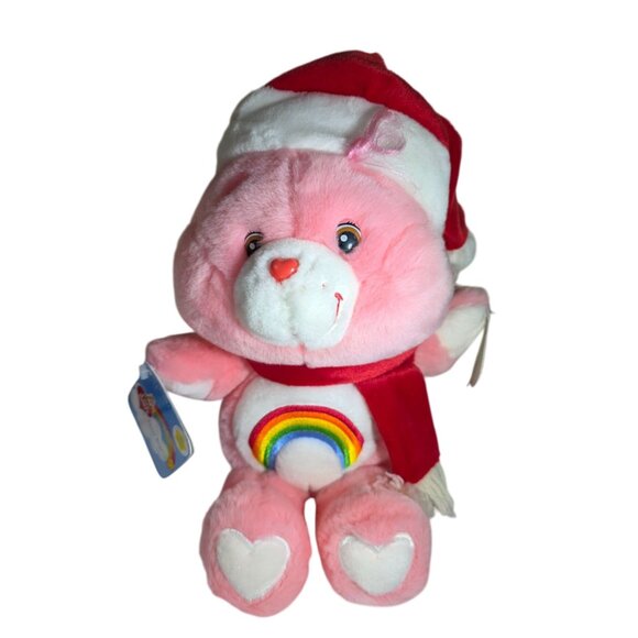 Care Bears Cheer Bear Plush Toy 20th Anniversary Holiday Edition Santa Hat Scarf - Picture 1 of 9